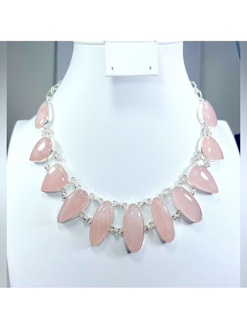 Rose Quartz 925 Large Gemstone Necklace #1